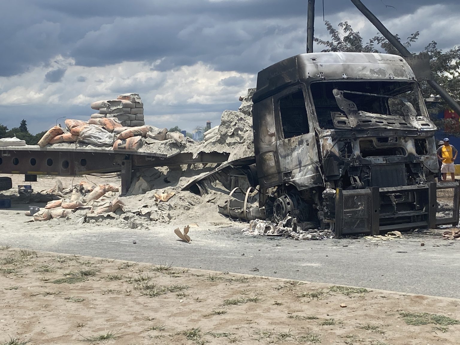 Two cement trucks set alight during protests over lack of water in Blydeville outside Lichtenburg, North West
