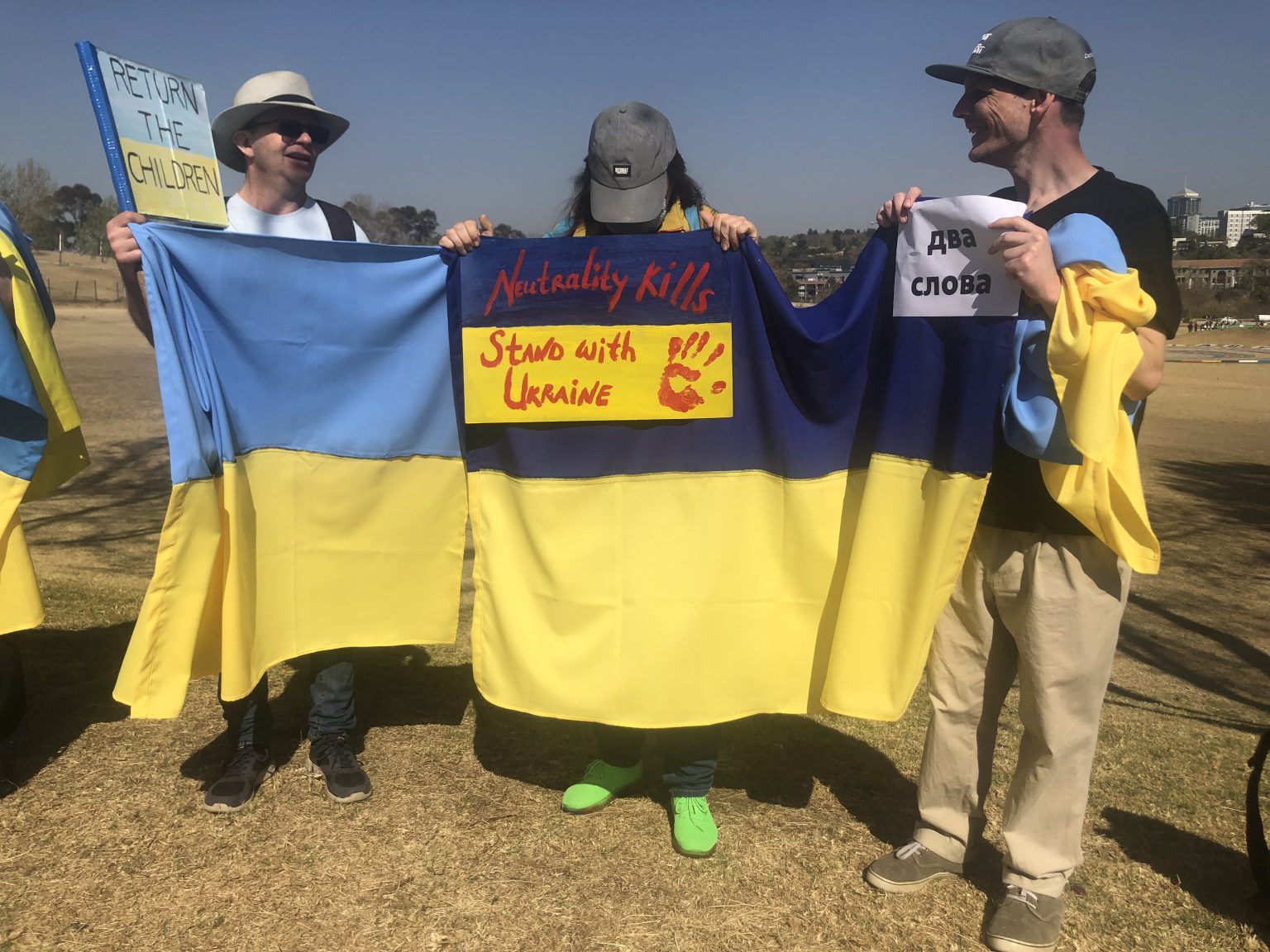 Pro-Ukraine protesters call on world leaders at the BRICS Summit to end Russia’s war with Ukraine