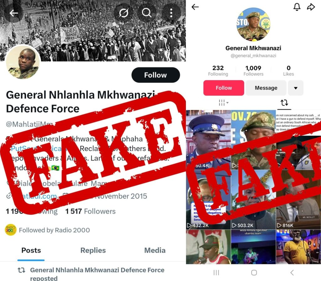 Public warned against fake Mkhwanazi social media accounts